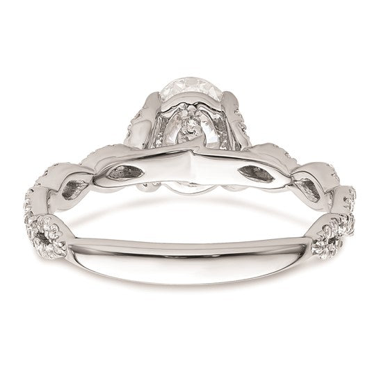 14k White Gold Diamond Oval Semi-mount Criss-Cross Engagement Ring