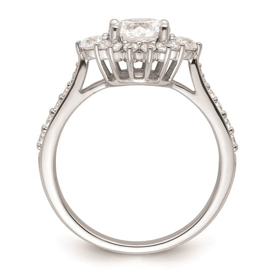 14k White Gold Round Halo Diamond Semi-Mount Engagement Ring