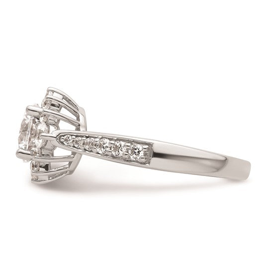 14k White Gold Round Halo Diamond Semi-Mount Engagement Ring