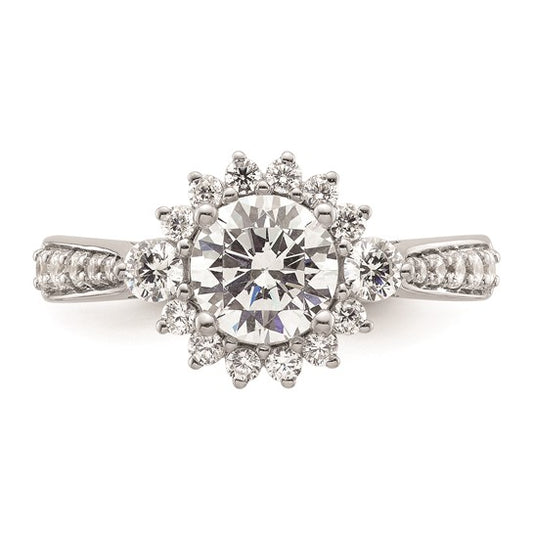14k White Gold Round Halo Diamond Semi-Mount Engagement Ring