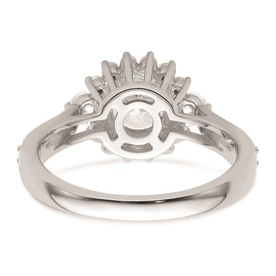 14k White Gold Round Halo Diamond Semi-Mount Engagement Ring