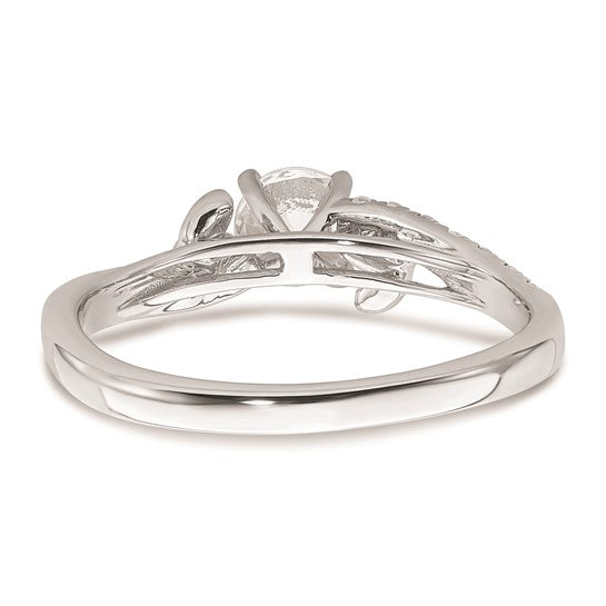 14k White Gold leaf Design Diamond Semi-Mount Engagement Ring