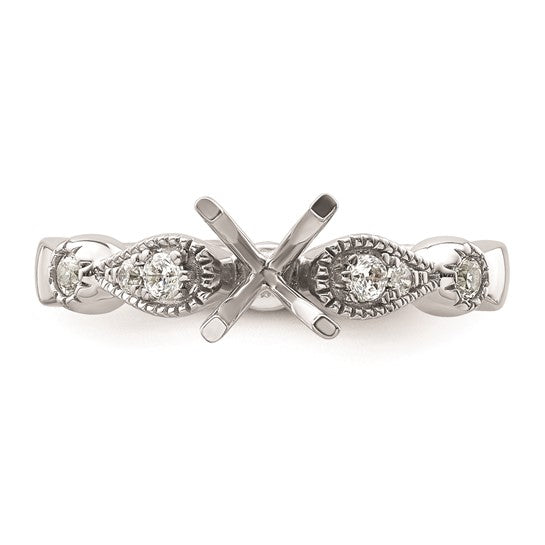 14k White Gold Diamond Semi-Mount Peg Set Engagement Ring