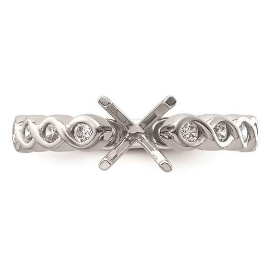 14k White Gold Diamond Semi-Mount Peg Set Engagement Ring