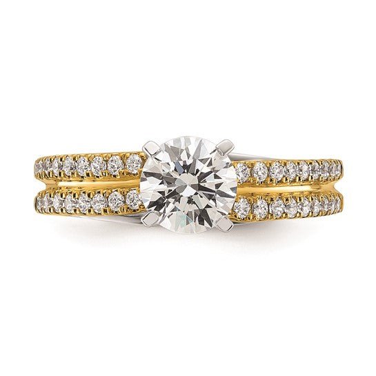 14k Two-tone Diamond Semi-Mount Peg Set Engagement Ring