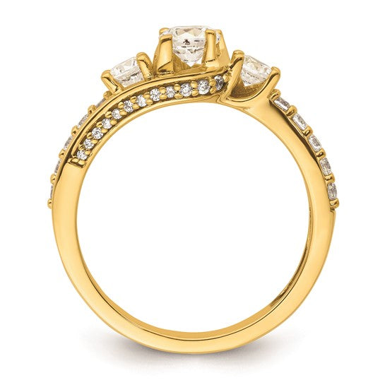 14k Three Stone Diamond Semi-Mount Including 2-3.2mm Side Stones Engagement Ring