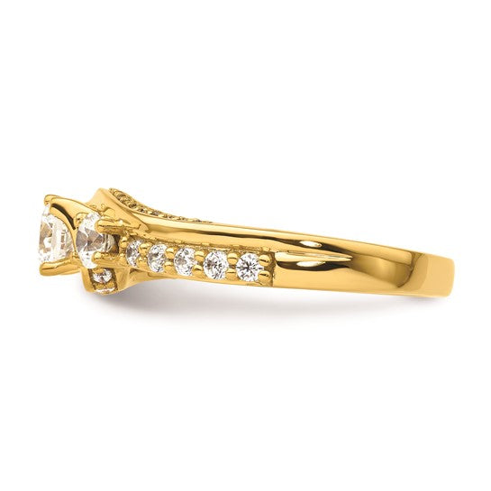 14k Three Stone Diamond Semi-Mount Including 2-3.2mm Side Stones Engagement Ring