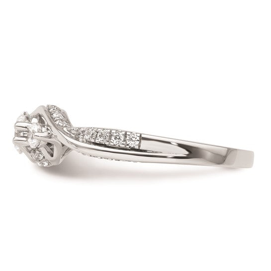 14k White Gold Three Stone Diamond Semi-Mount Including 2-2.5mm Side Stones Engagement Ring