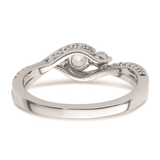 14k White Gold Three Stone Diamond Semi-Mount Including 2-2.5mm Side Stones Engagement Ring