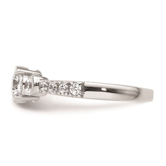 14k White Gold Three Stone Bezel Diamond Semi-Mount Including 2-3.1mm Side Stones Engagement Ring