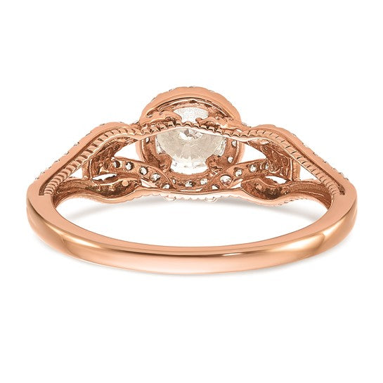 14k Rose Gold Round Halo Diamond Semi-Mount Engagement Ring