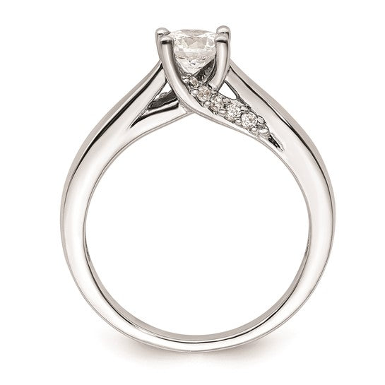 14k White Gold (Holds 1/2 carat (5.20 mm) Round) 4-Prong with 1/15 carat Diamond Semi-Mount Engagement Ring