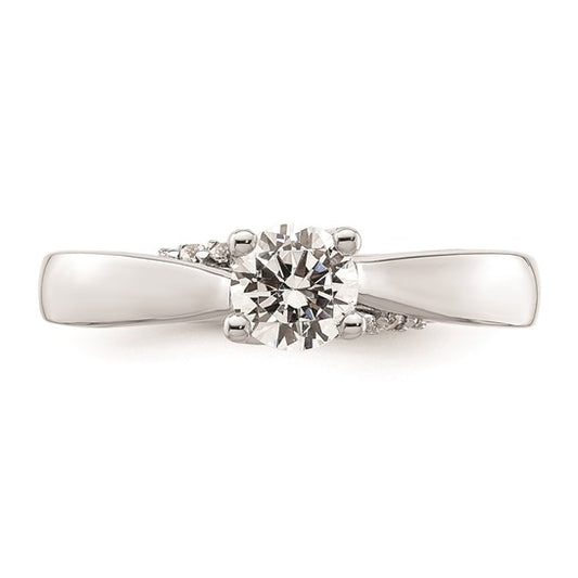 14k White Gold (Holds 1/2 carat (5.20 mm) Round) 4-Prong with 1/15 carat Diamond Semi-Mount Engagement Ring