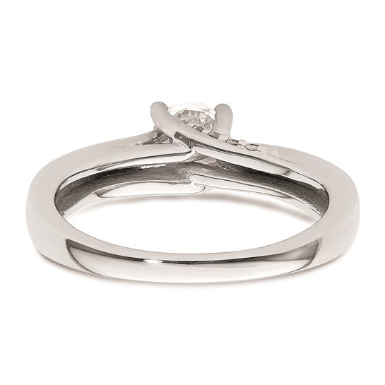 14k White Gold (Holds 1/2 carat (5.20 mm) Round) 4-Prong with 1/15 carat Diamond Semi-Mount Engagement Ring