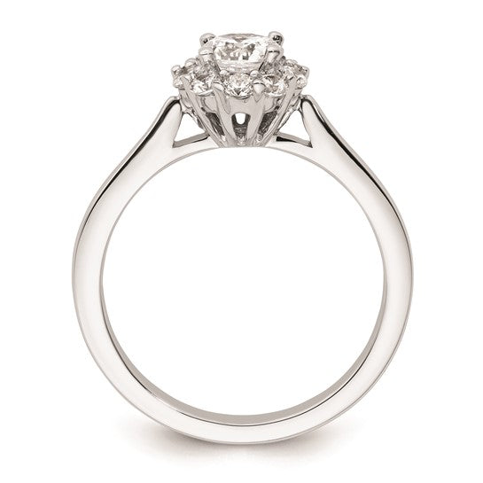 14k White Gold Halo (Holds 1/2 carat (5.2mm) Round Center ) 1/3 carat Diamond Semi-mount Engagement Ring