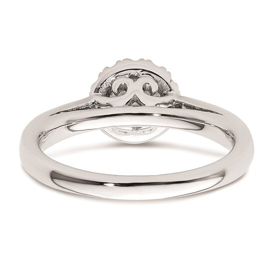 14k White Gold Halo (Holds 1/3 carat (4.5mm) Round Center) 1/8 carat Diamond Semi-mount Engagement Ring