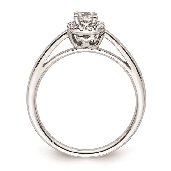 14k White Gold Halo (Holds 1/5 carat (3.8mm) Round Center) 1/8 carat Diamond Semi-mount Engagement Ring