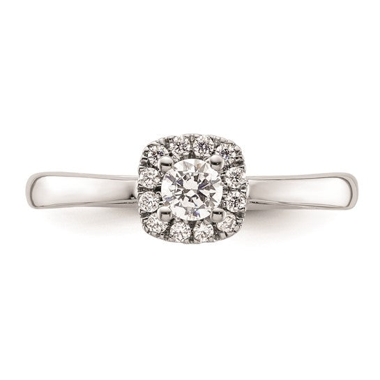 14k White Gold Halo (Holds 1/5 carat (3.8mm) Round Center) 1/8 carat Diamond Semi-mount Engagement Ring