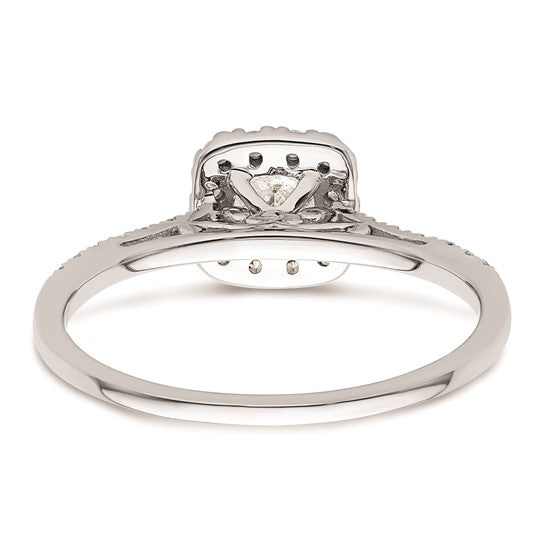 14k White Gold Halo (Holds 1/2 carat (4.5mm) Cushion Center) 1/4 carat Diamond Semi-mount Engagement Ring