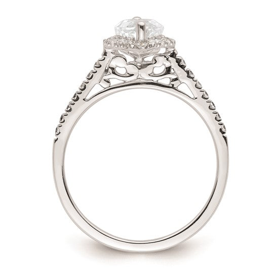 14k White Gold Halo (Holds 1.25 carat (11x5.5mm) Marquise Center) 1/3 carat Diamond Semi-mount Engagement Ring