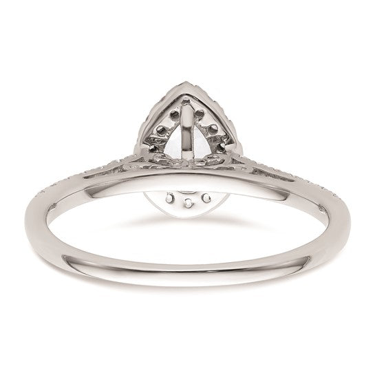 14k White Gold Halo (Holds 1/2 carat (6x4mm) Pear Center) 1/4 carat Diamond Semi-mount Engagement Ring