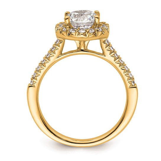 14k Round Halo Diamond Semi-mount Engagement Ring