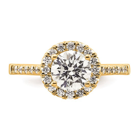 14k Round Halo Diamond Semi-mount Engagement Ring