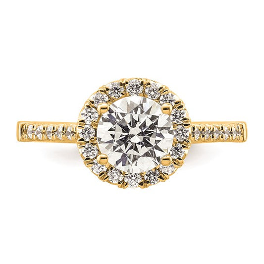 14k Round Halo Diamond Semi-mount Engagement Ring