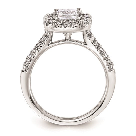 14k White Gold Halo (Holds 1/3 carat (4.1mm) Cushion Center) 1/4 carat Diamond Semi-mount Engagement Ring