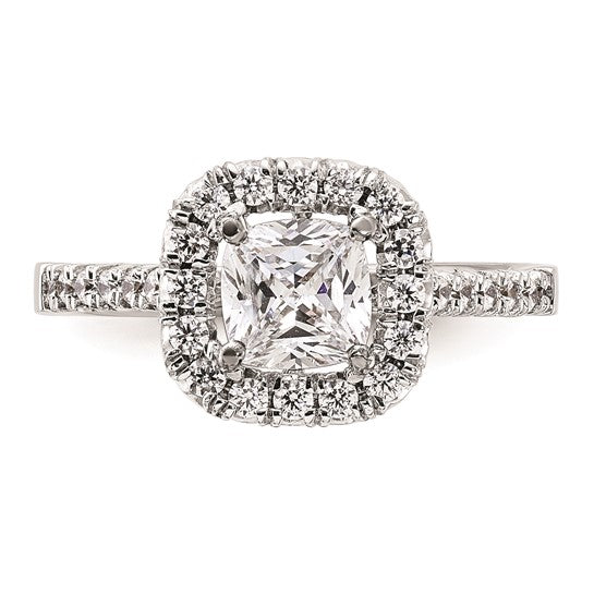 14k White Gold Halo (Holds 1/3 carat (4.1mm) Cushion Center) 1/4 carat Diamond Semi-mount Engagement Ring