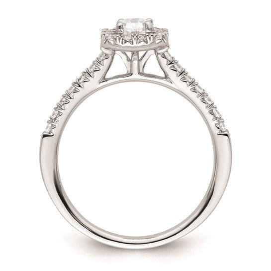 14k White Gold Halo (Holds 1/3 carat (4mm) Asscher-cut Center) 1/4 carat Diamond Semi-mount Engagement Ring