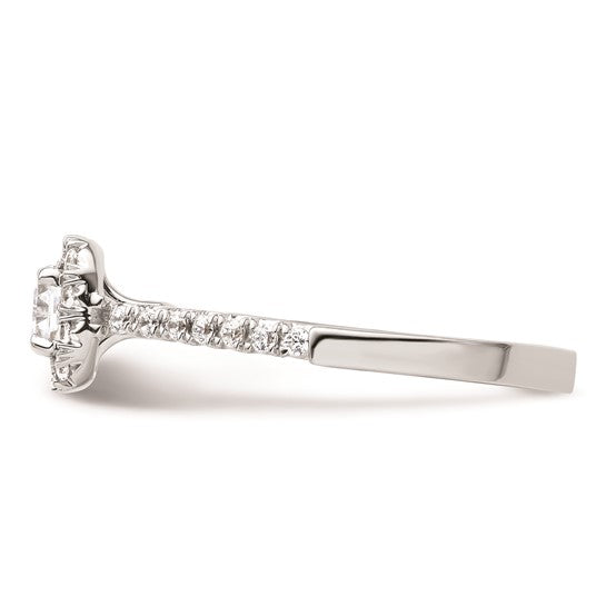 14k White Gold Halo (Holds 1/3 carat (4mm) Asscher-cut Center) 1/4 carat Diamond Semi-mount Engagement Ring