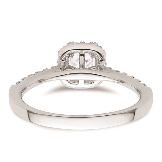 14k White Gold Halo (Holds 1/3 carat (4mm) Asscher-cut Center) 1/4 carat Diamond Semi-mount Engagement Ring