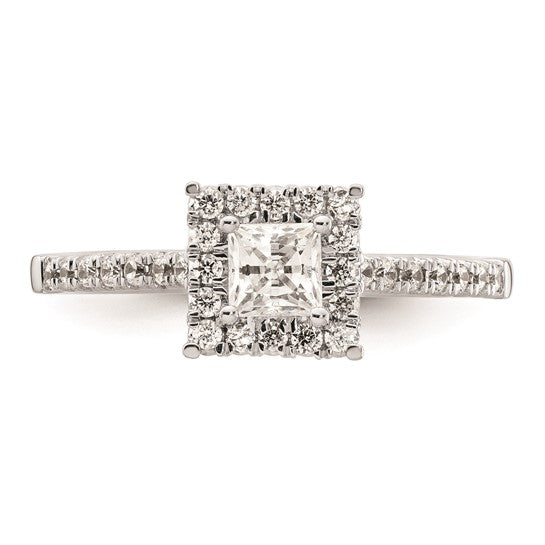 14k White Gold Halo (Holds 1/3 carat (3.9mm) Princess Center) 1/3 carat Diamond Semi-mount Engagement Ring