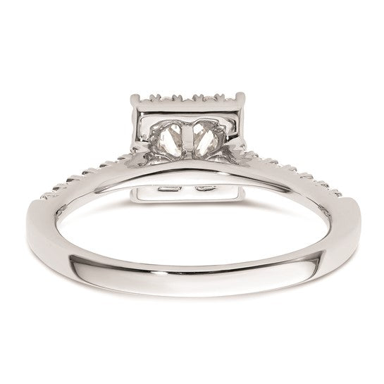 14k White Gold Halo (Holds 1/3 carat (3.9mm) Princess Center) 1/3 carat Diamond Semi-mount Engagement Ring
