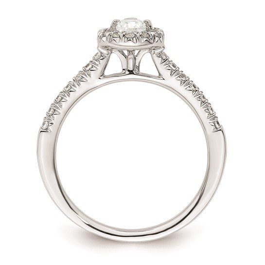 14k White Gold Halo (Holds 1/3 carat (5.6x4.00mm) Pear Center) 1/4 carat Diamond Semi-mount Engagement Ring