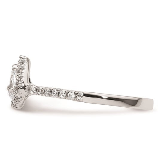 14k White Gold Halo (Holds 1/3 carat (5.6x4.00mm) Pear Center) 1/4 carat Diamond Semi-mount Engagement Ring