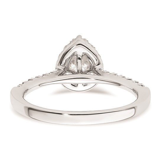 14k White Gold Halo (Holds 1/3 carat (5.6x4.00mm) Pear Center) 1/4 carat Diamond Semi-mount Engagement Ring