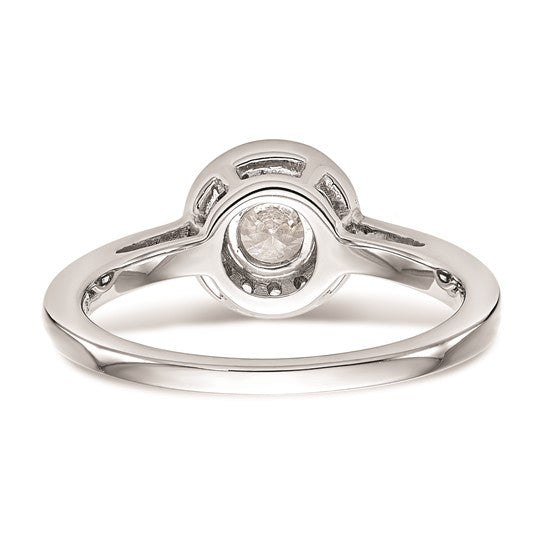 14K White Gold Halo (Holds 1/2 carat (5.2mm) Round Center) 1/8 carat Diamond Semi-Mount Engagement Ring