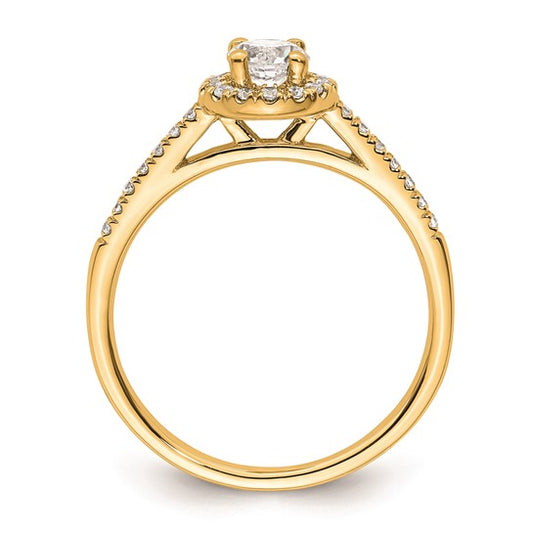 14K Round Diamond Semi-Mount Halo Engagement Ring
