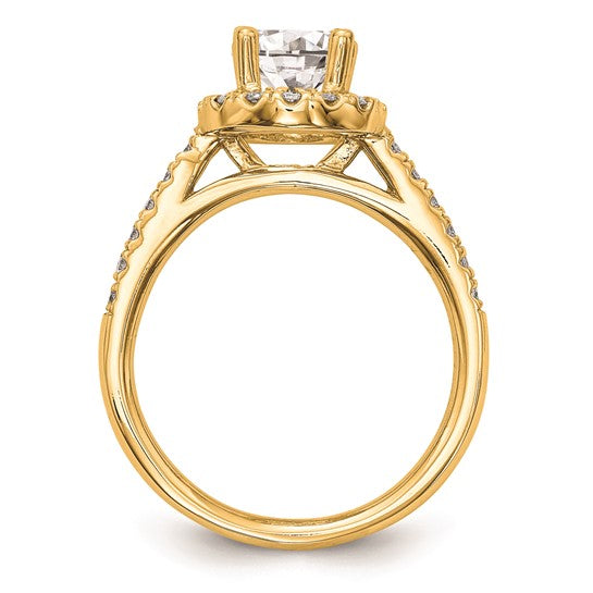 14K Round Diamond Semi-Mount Halo Engagement Ring