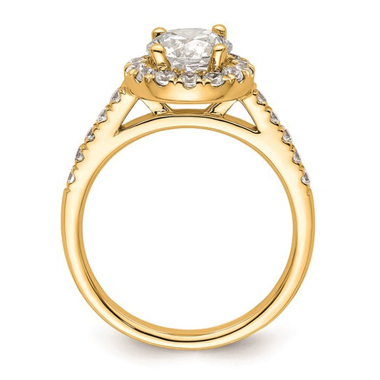 14K Round Diamond Semi-Mount Halo Engagement Ring