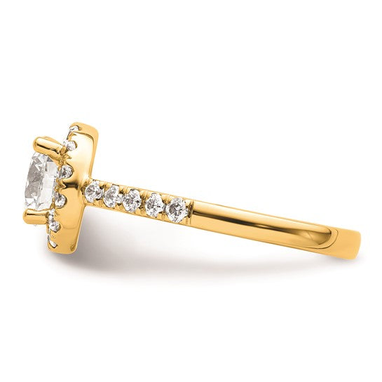 14K Round Diamond Semi-Mount Halo Engagement Ring