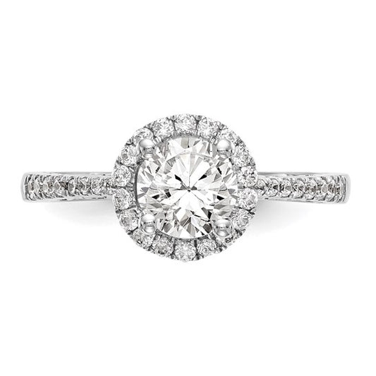 14K White Gold Round Diamond Semi-Mount Halo Engagement Ring
