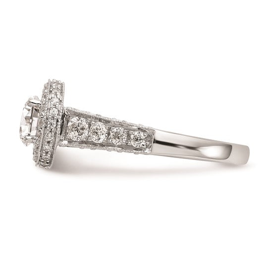 14K White Gold Halo Plus (Holds 3/4 carat (5.8mm) Round Center) 3/4 carat Diamond Semi-Mount Engagement Ring