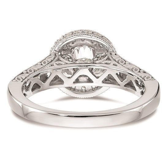14K White Gold Halo Plus (Holds 3/4 carat (5.8mm) Round Center) 3/4 carat Diamond Semi-Mount Engagement Ring