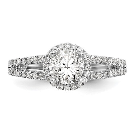 14K White Gold Lab Grown Diamond Semi-Mount Halo Engagement Ring