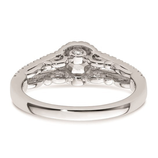 14K White Gold Halo Plus (Holds 1/4 carat (4.1mm) Round Center) 1/2 carat Diamond Semi-Mount Engagement Ring