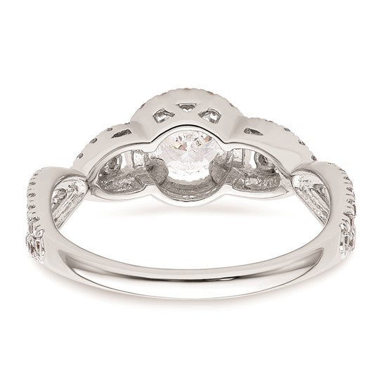 14K White Gold Halo Plus (Holds 1/2 carat (5.2mm) Round Center) 5/8 carat Diamond Semi-Mount Engagement Ring