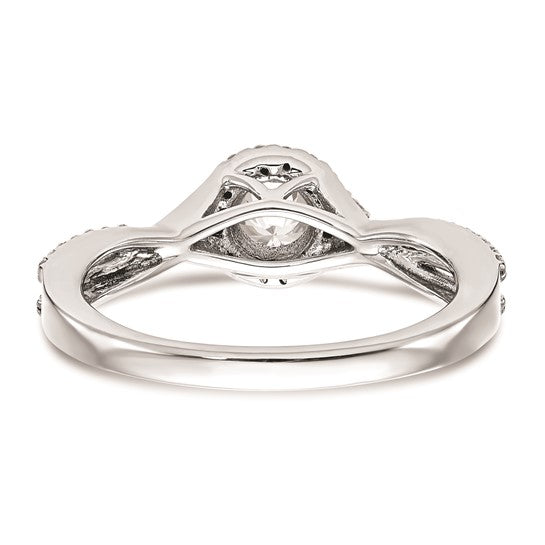 14k White Gold Halo Plus (Holds 1/2 carat (5.2mm Round Center) 1/4 carat Diamond Semi-Mount Engagement Ring